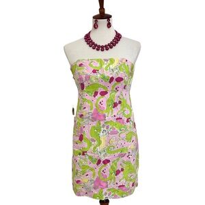 Lilly Pulitzer Originals Strapless Jazzy Alligator Print Frisky Business Size 4